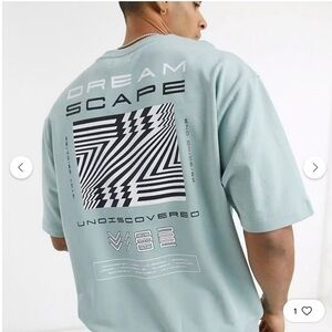 Topman Blue Short Sleeve Sweatshirt with Geometric Design